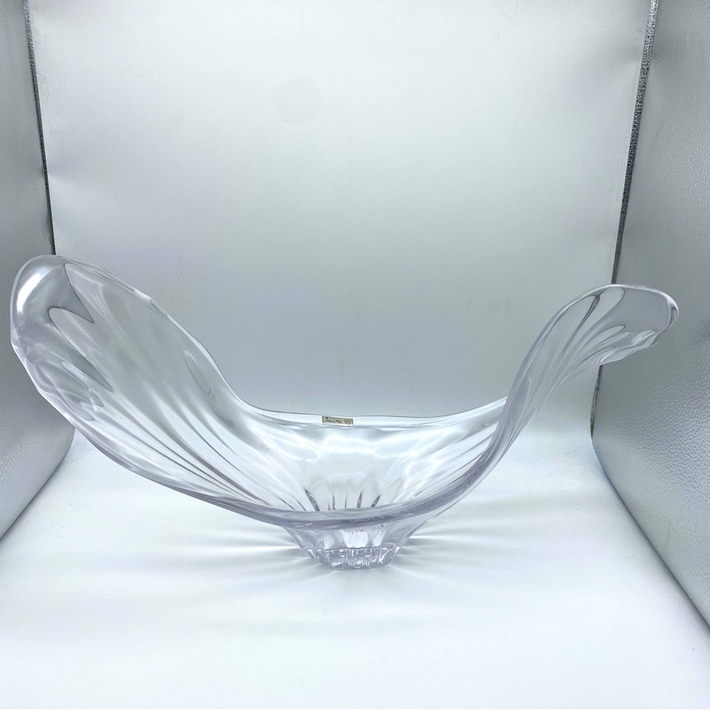 Cofrac Vannes Le Chatel France Large Crystal Glass Sculptural Centerpiece Vase
